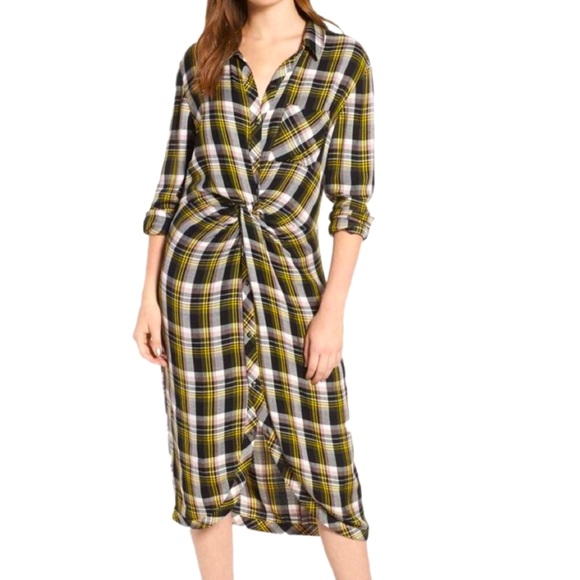 flannel midi dress